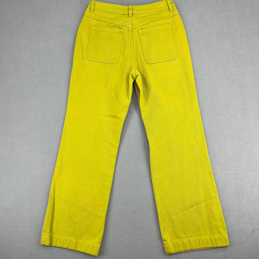 Paloma Wool Women Lime Green Tan Two Tone Colorblock Straight Leg Pants Size 36 - Picture 11 of 14